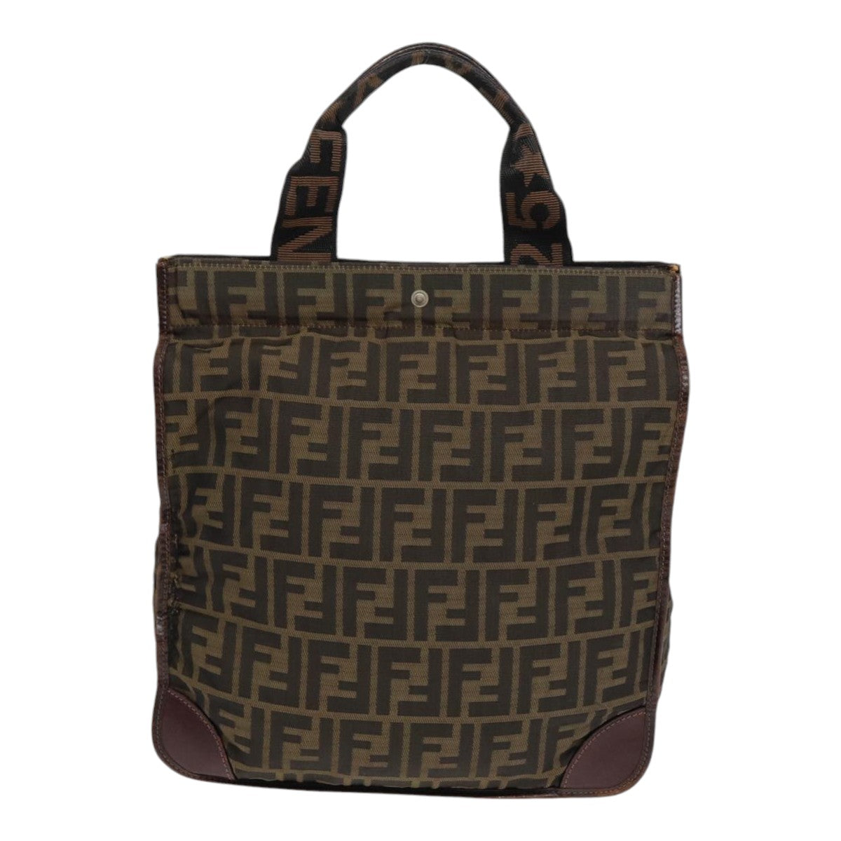 Luxury Fendi Zucca Canvas Hand Bag Brown Black Silverbs17723
