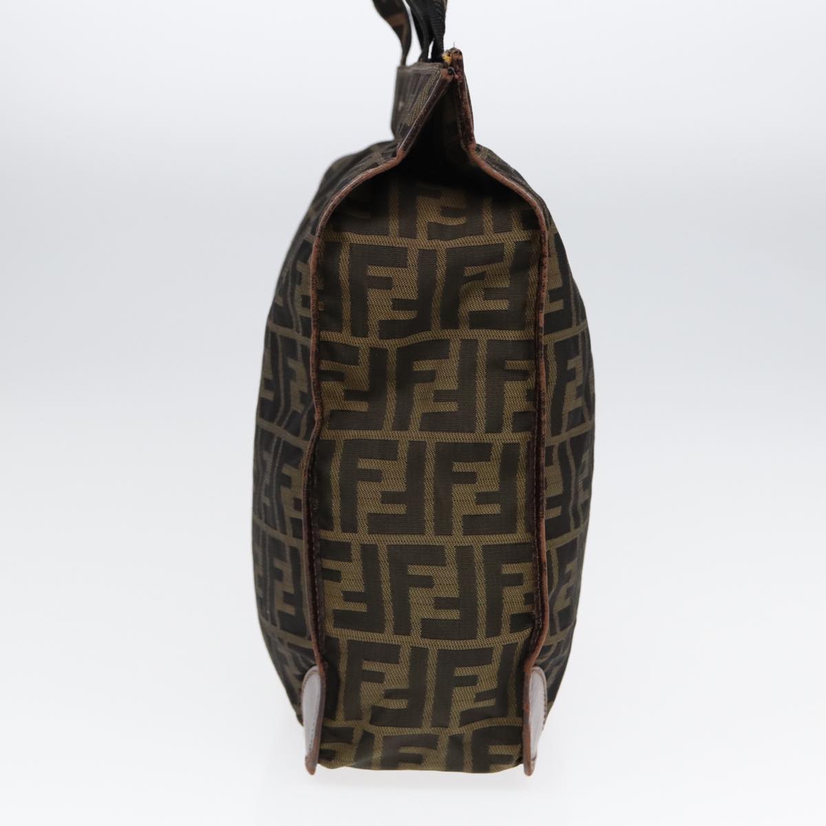Luxury Fendi Zucca Canvas Hand Bag Brown Black Silverbs17723