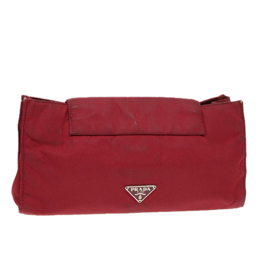 Luxury Prada Pouch Nylon Red Silver  bs17748