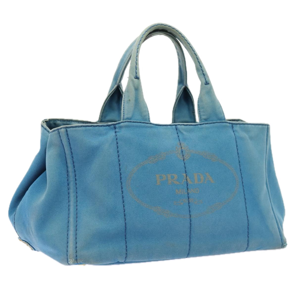 Luxury Prada Canapa GM Hand Bag Canvas Blue Gold  bs17750