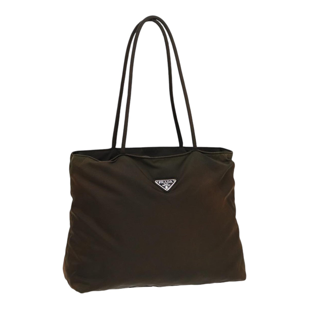 Luxury Prada Shoulder Bag Nylon Brown Silver  bs17755