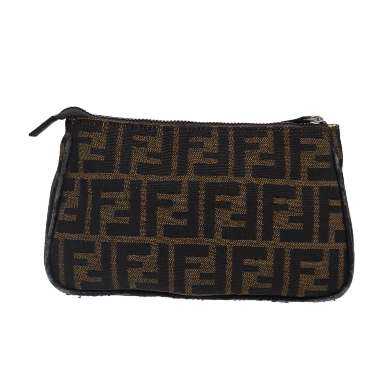 Luxury Fendi Zucca Canvas Pouch Brown Black Silverbs17760