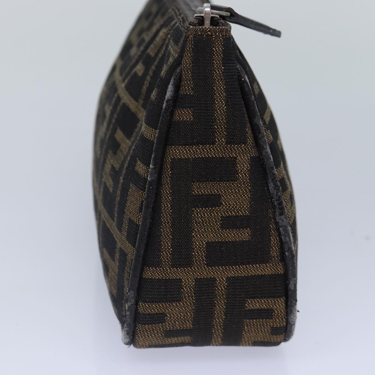 Luxury Fendi Zucca Canvas Pouch Brown Black Silverbs17760