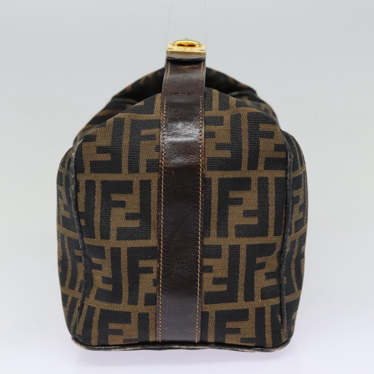 Luxury Fendi Zucca Canvas Vanity Hand Bag Brown Black goldbs17761