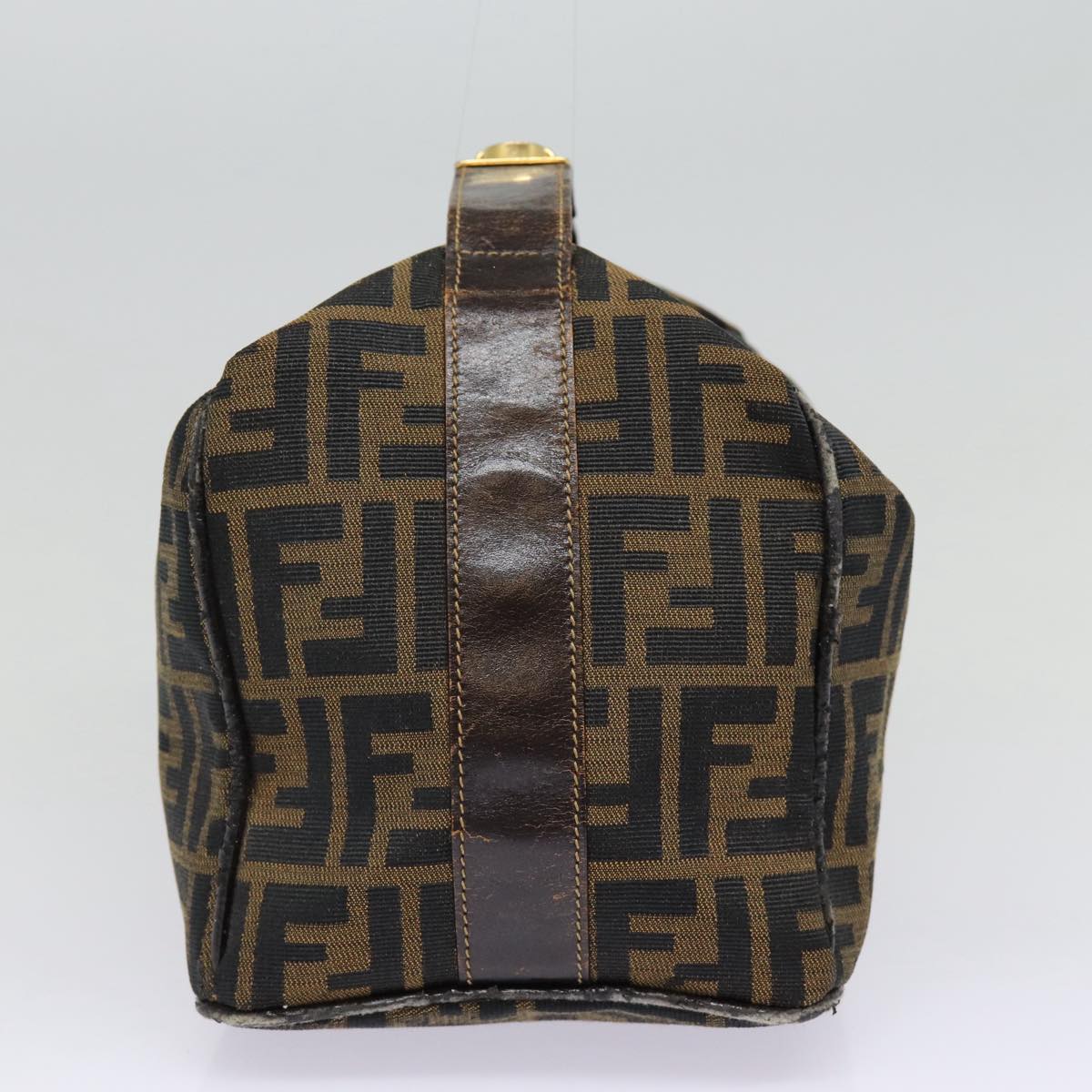 Luxury Fendi Zucca Canvas Vanity Hand Bag Brown Black goldbs17761