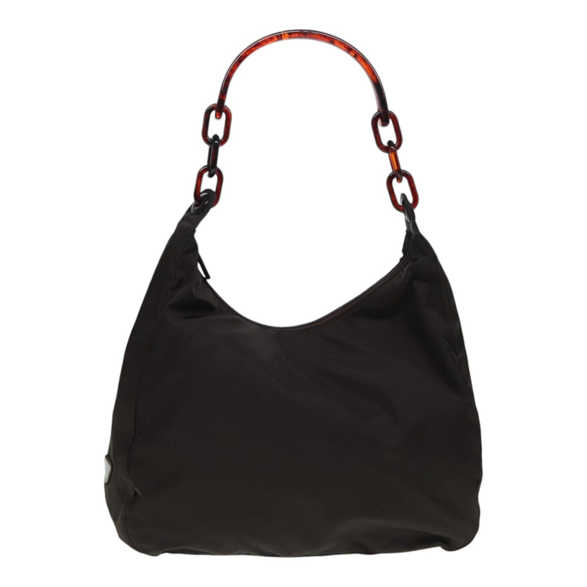 Luxury Prada Shoulder Bag Nylon Brown Silver  bs17776
