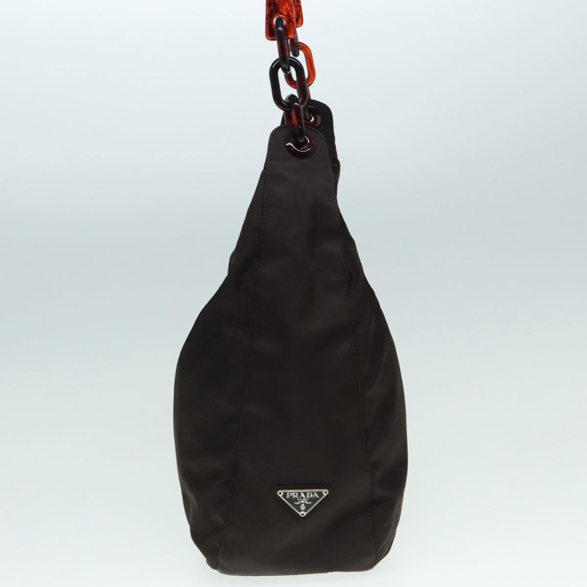 Luxury Prada Shoulder Bag Nylon Brown Silver  bs17776