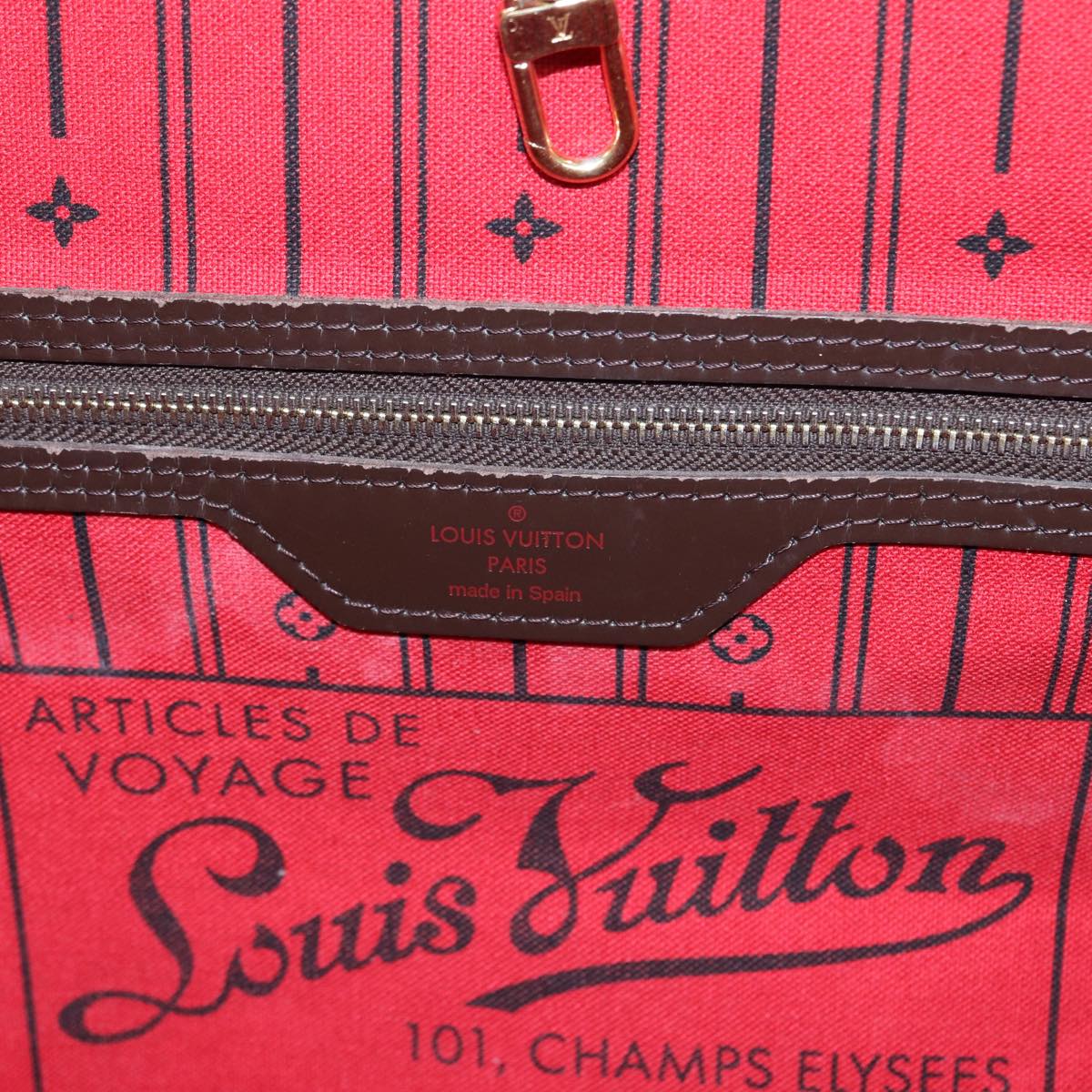 LOUIS VUITTON Damier Ebene Neverfull MM Tote Bag N51105 LV bs17806