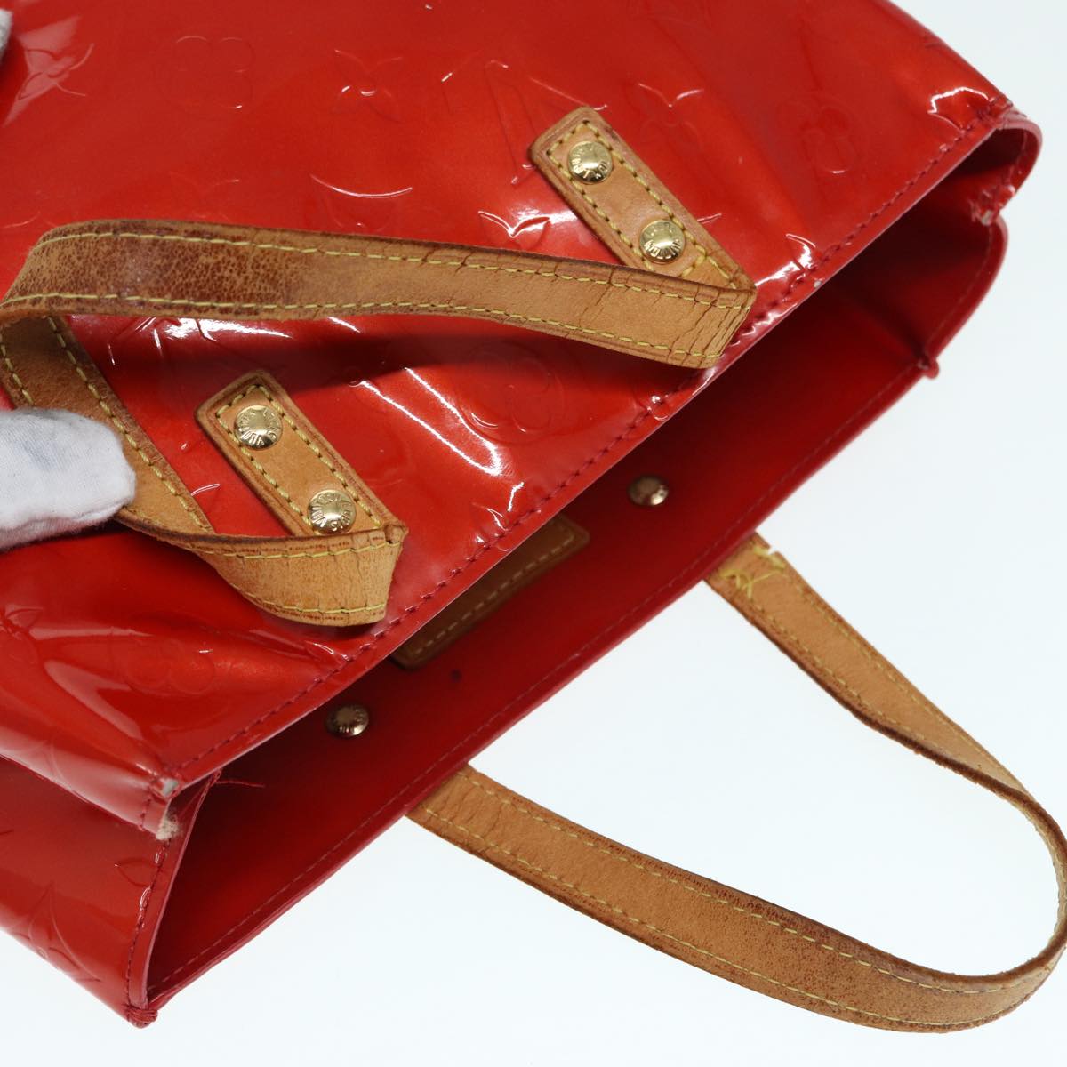 LOUIS VUITTON Monogram Vernis Reade PM Hand Bag Red Rouge M91088 LV bs17816
