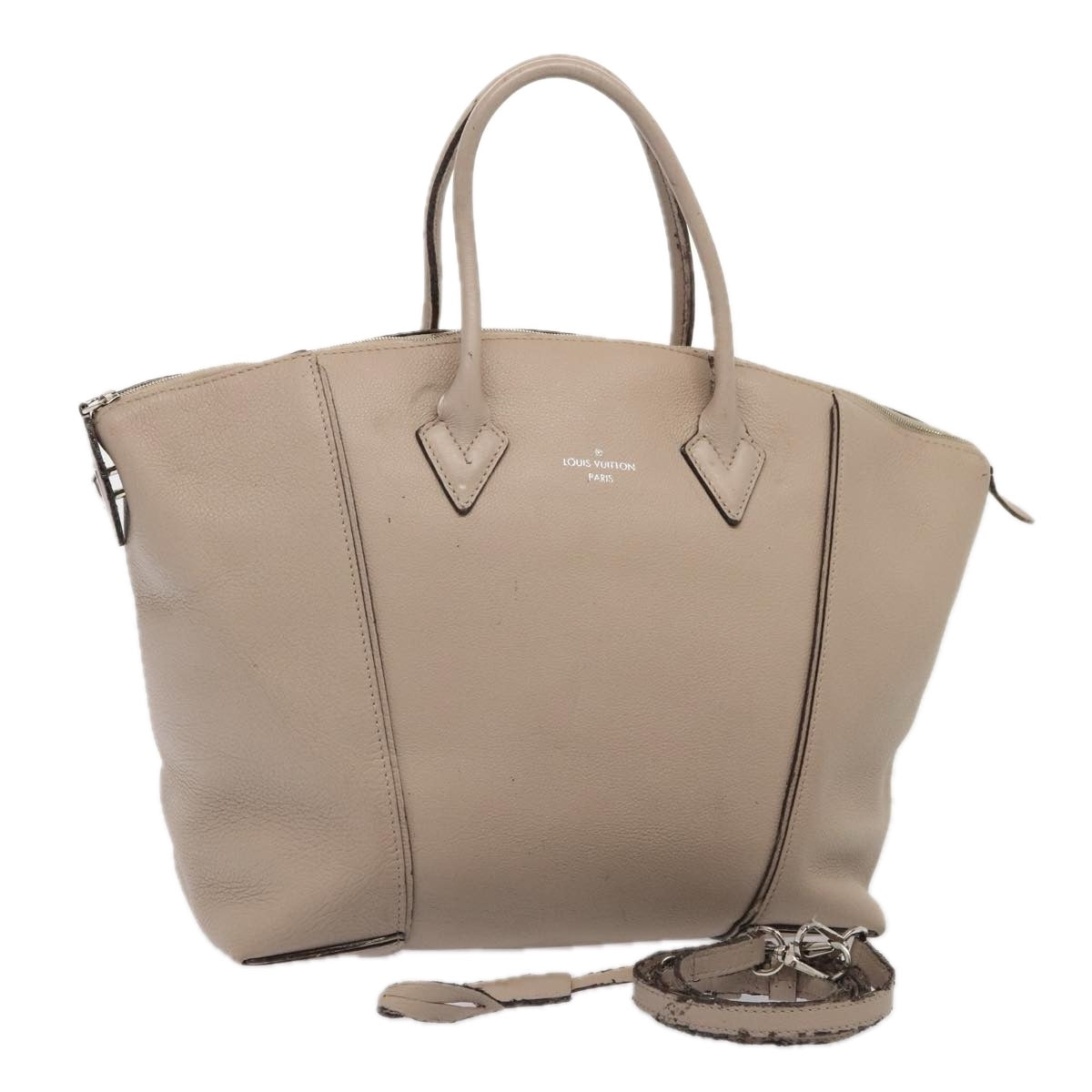 LOUIS VUITTON Parnacea Lockit MM Tote Bag Beige M94593 LV bs17840