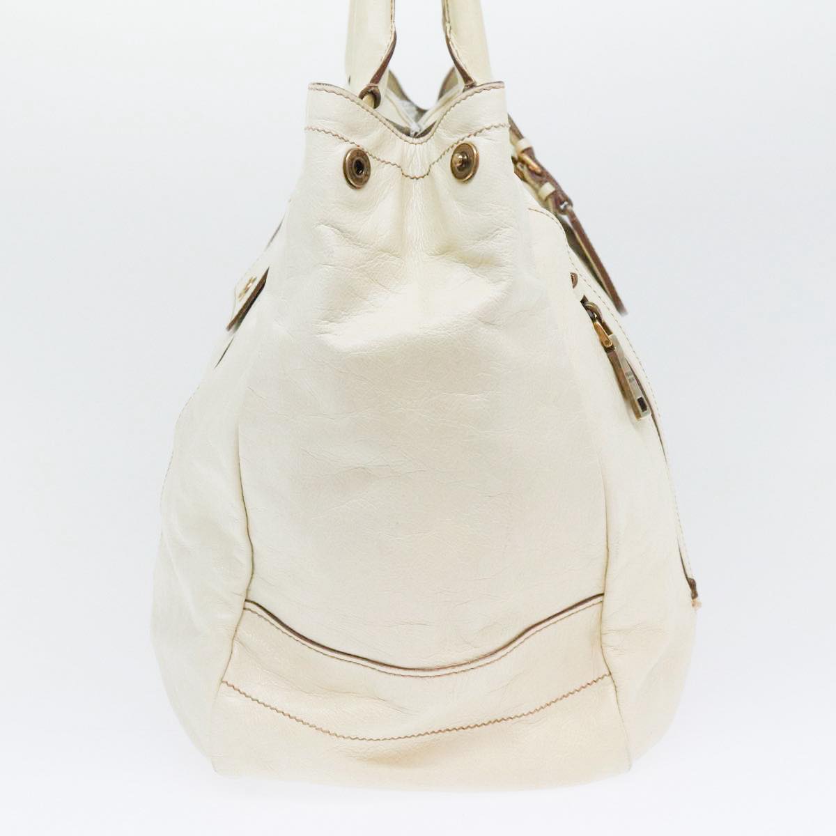 Luxury Prada Hand Bag Leather White Gold  bs17857