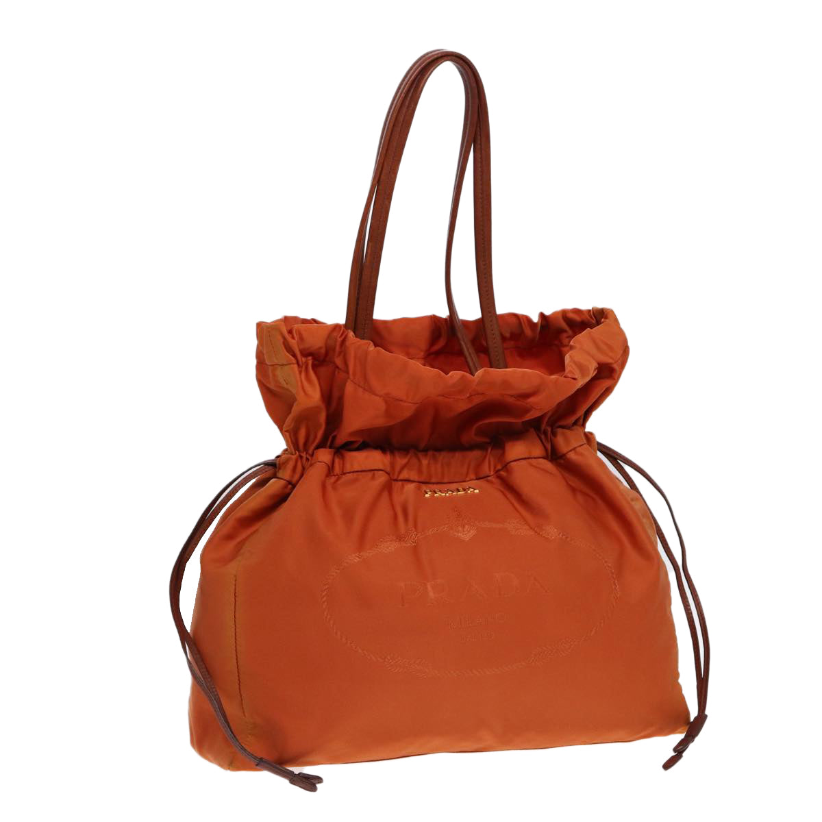 Luxury Prada Tote Bag Nylon Orange Gold  bs17878