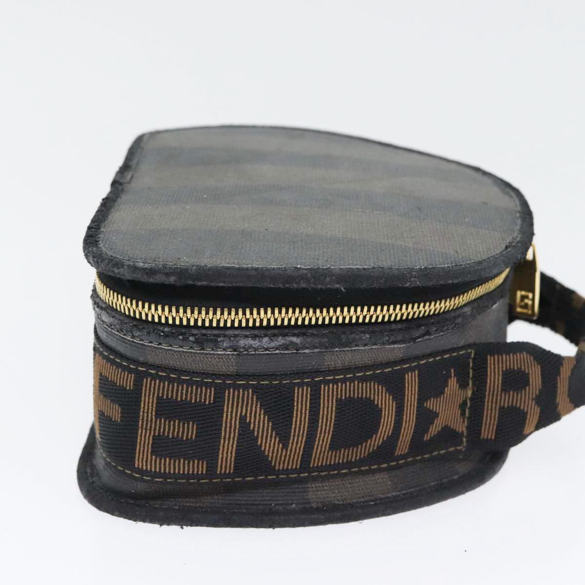 Luxury Fendi Pecan Canvas Hand Bag Brown Black goldbs17879