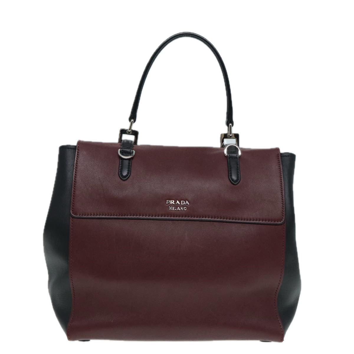 Luxury Prada Hand Bag Leather Wine Red Silver  bs17882