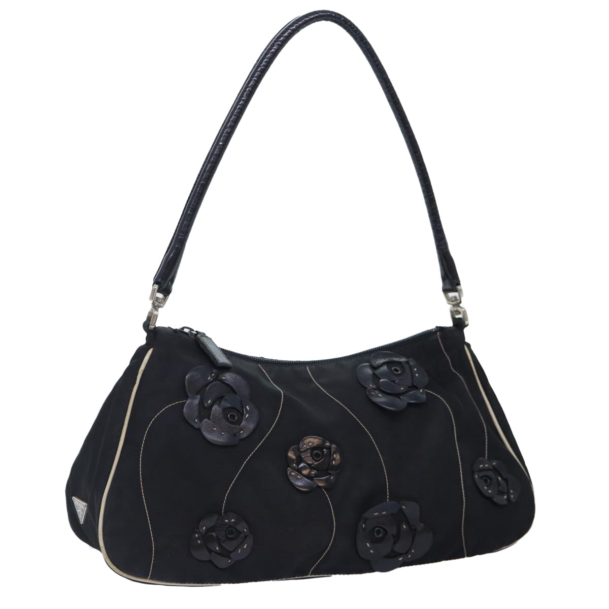 Luxury Prada Shoulder Bag Nylon Black Silver  bs17913