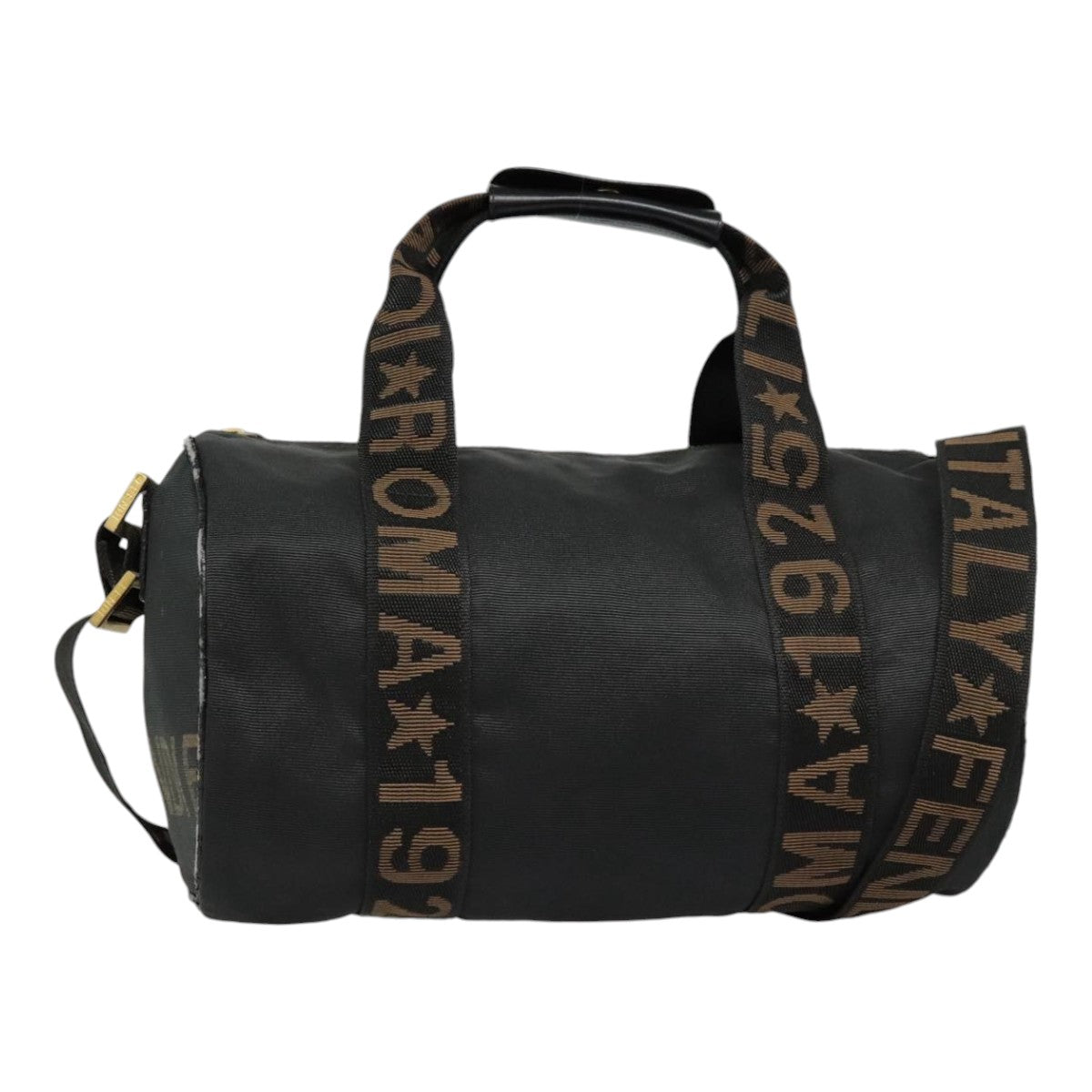 Luxury Fendi Boston Bag Nylon 2way Black Goldbs18016
