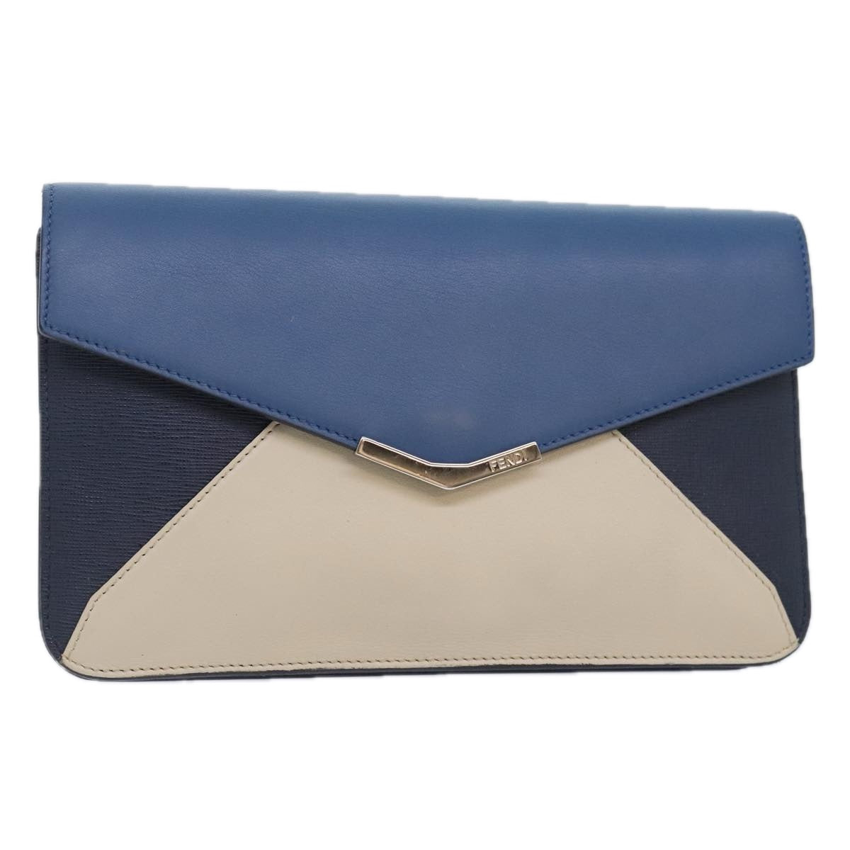 Luxury Fendi Clutch Bag Leather Blue Silver whitebs18021