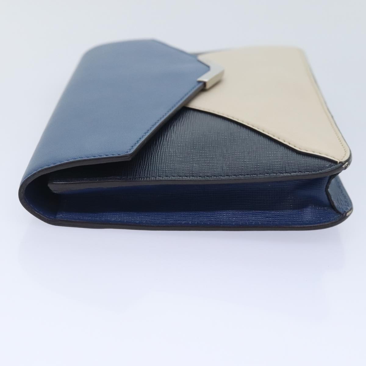 Luxury Fendi Clutch Bag Leather Blue Silver whitebs18021