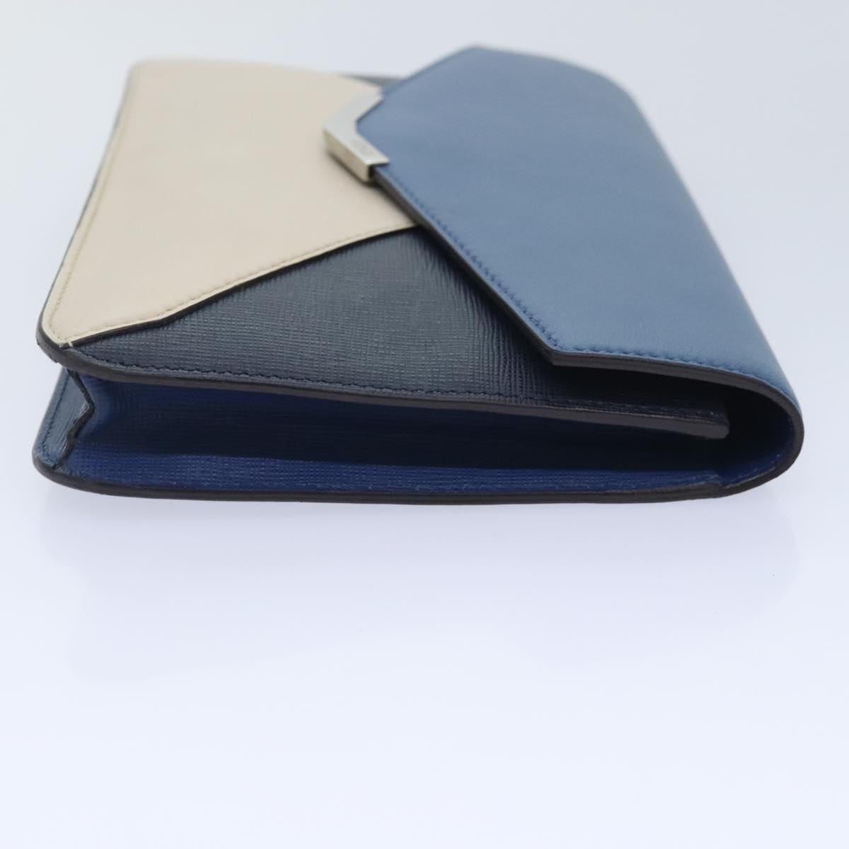 Luxury Fendi Clutch Bag Leather Blue Silver whitebs18021
