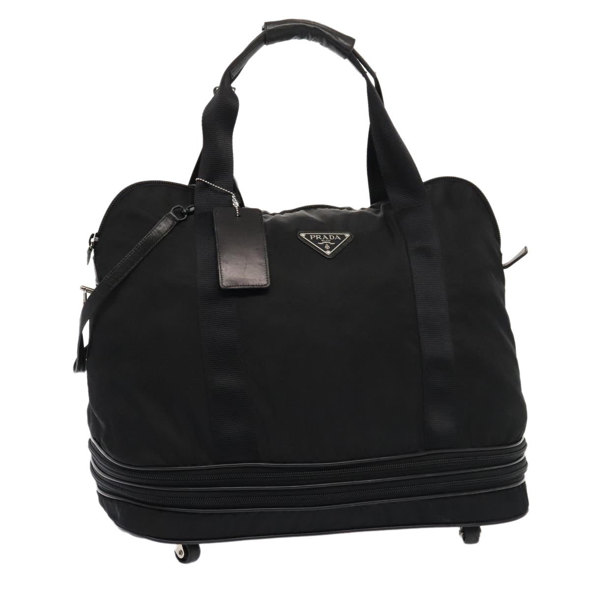 Luxury Prada Boston Bag Nylon Black Silver  bs18026
