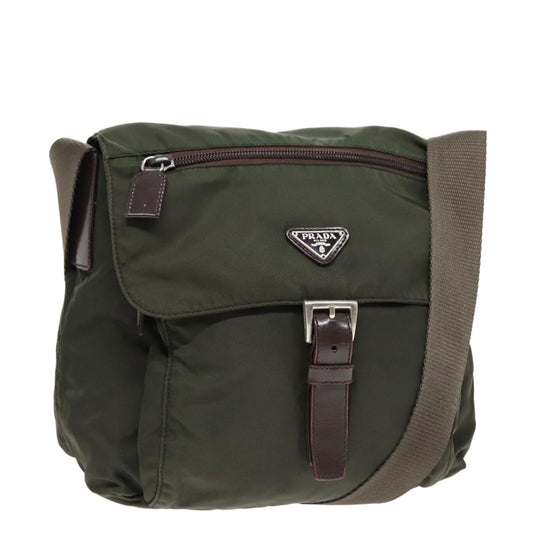 Luxury Prada Shoulder Bag Nylon Green Brown Silver  bs18027