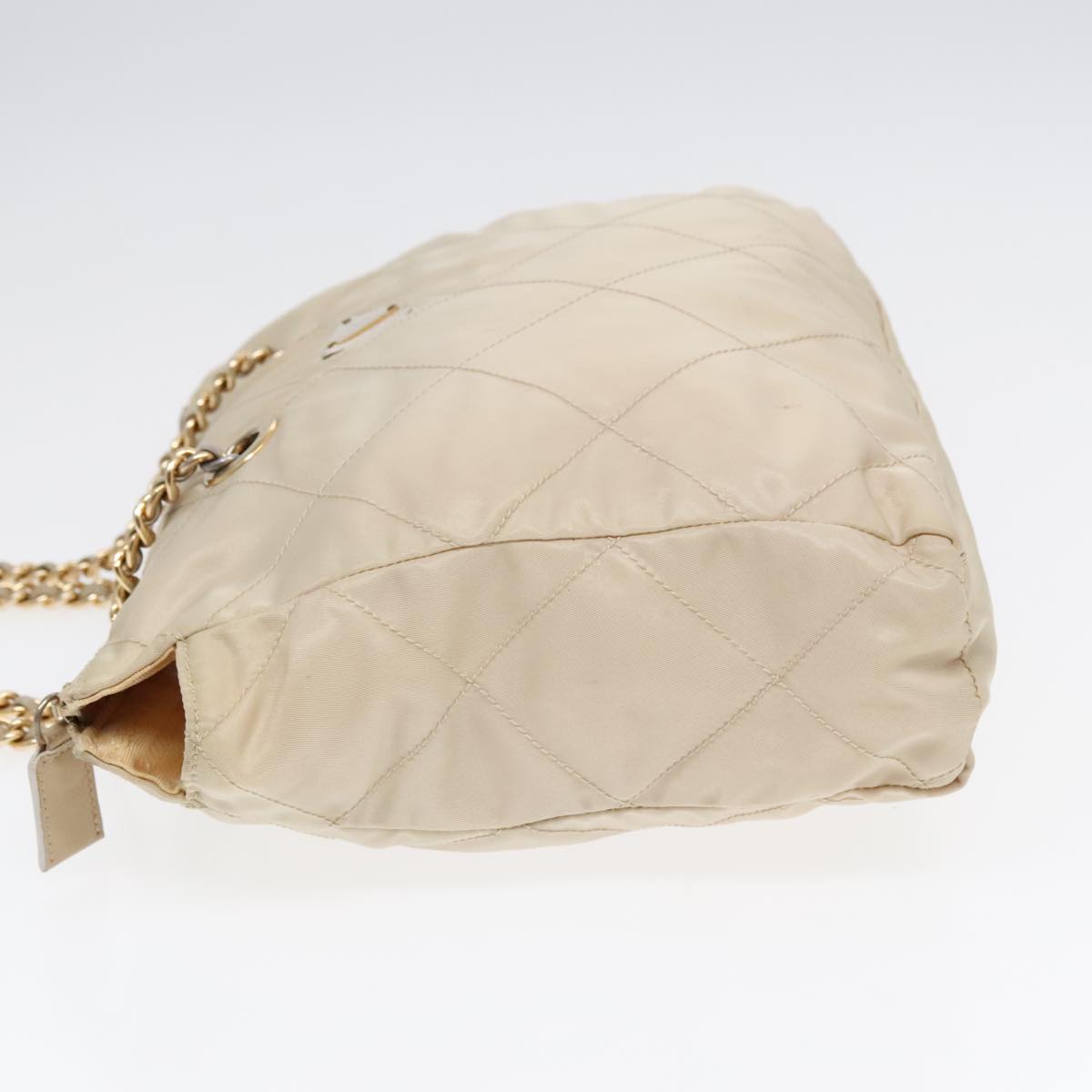 Luxury Prada Chain Shoulder Bag Nylon White Gold  bs18038