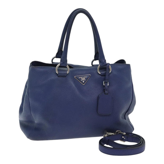 Luxury Prada Hand Bag Leather 2way Navy  bs18200