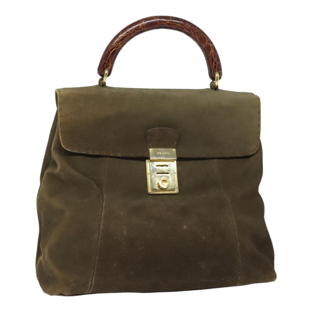 Luxury Prada Hand Bag Suede Khaki  bs18211