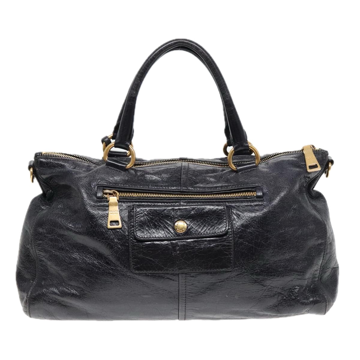 Luxury Prada Hand Bag Leather 2way Black  bs18291