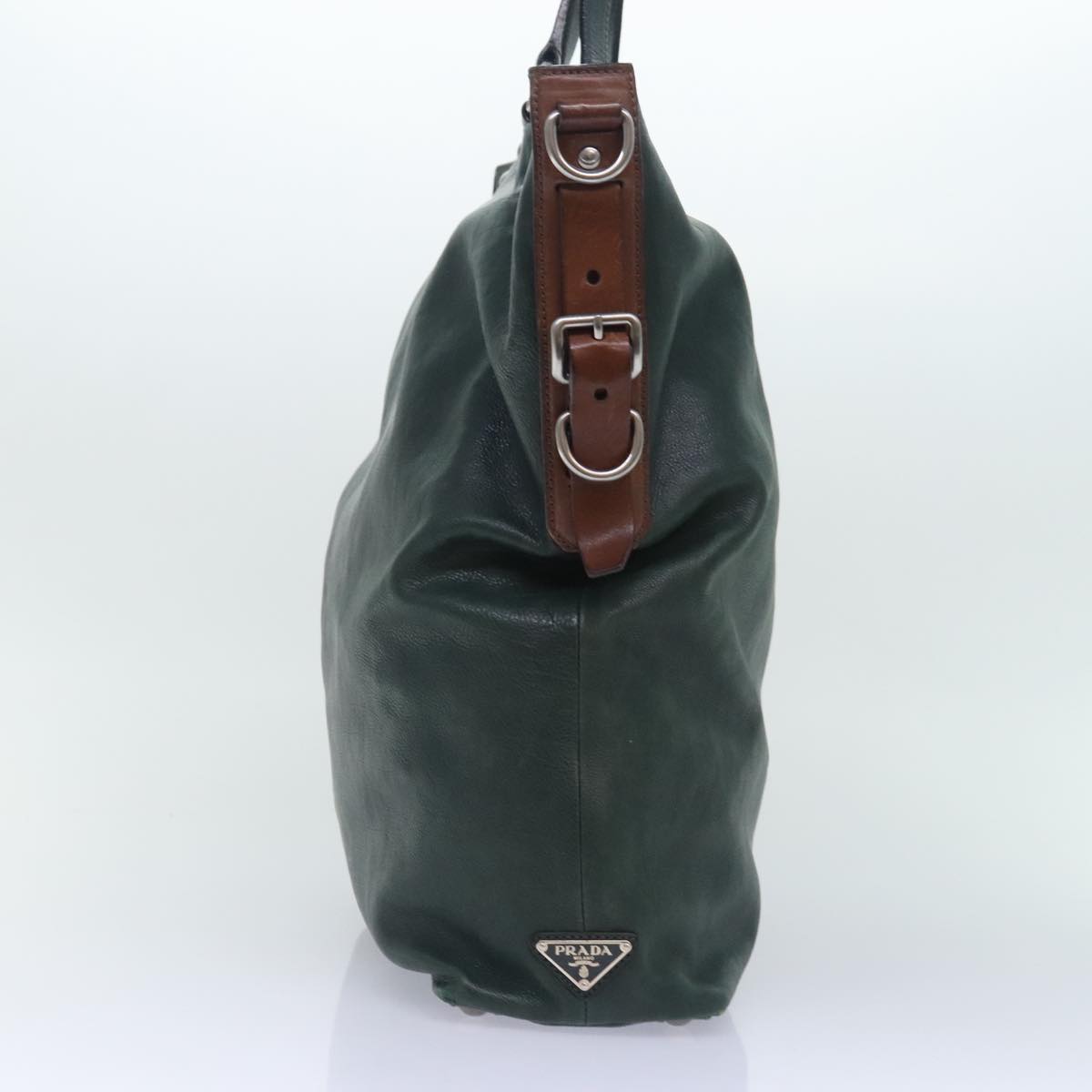 Luxury Prada Tote Bag Leather 2way Green  bs18411