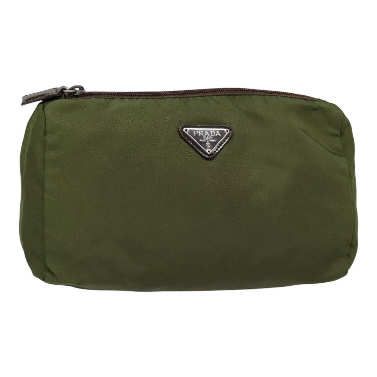Luxury Prada Pouch Nylon Khaki Silver  bs18501