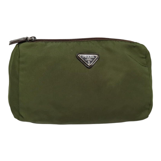 Luxury Prada Pouch Nylon Khaki Silver  bs18501
