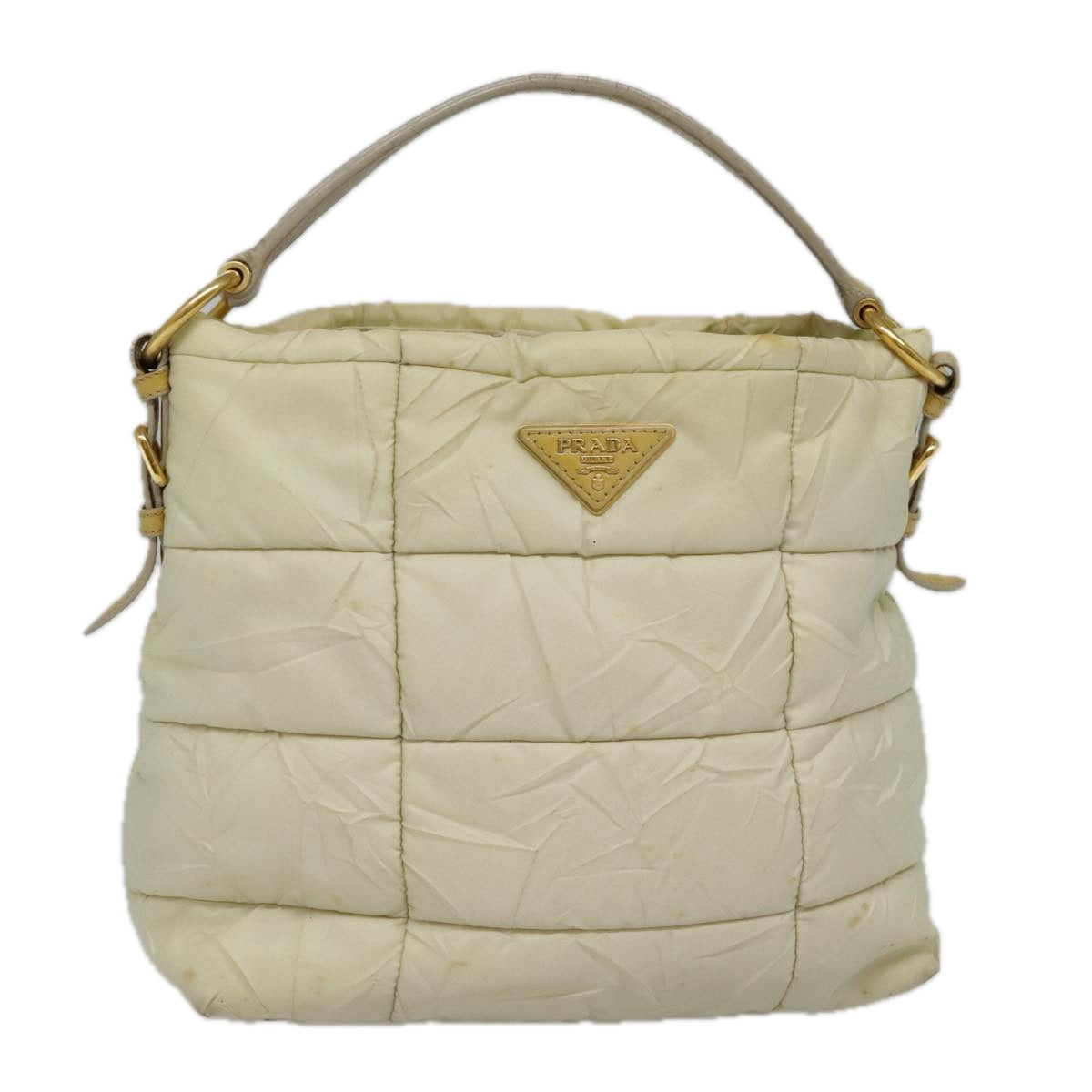Luxury Prada Hand Bag Nylon Beige Gold  bs18507