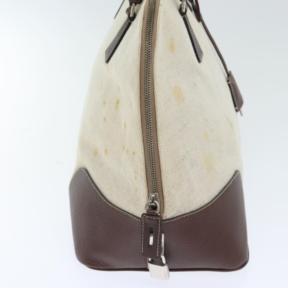 Luxury Prada Hand Bag Canvas Beige Silver  bs18509