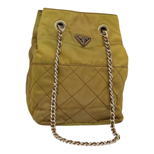 Luxury Prada Chain Shoulder Bag Nylon Khaki Gold  bs18601