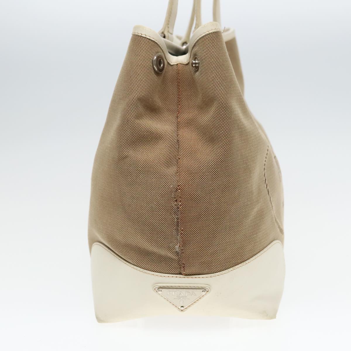 Luxury Prada Tote Bag Canvas Leather Beige White  bs18796