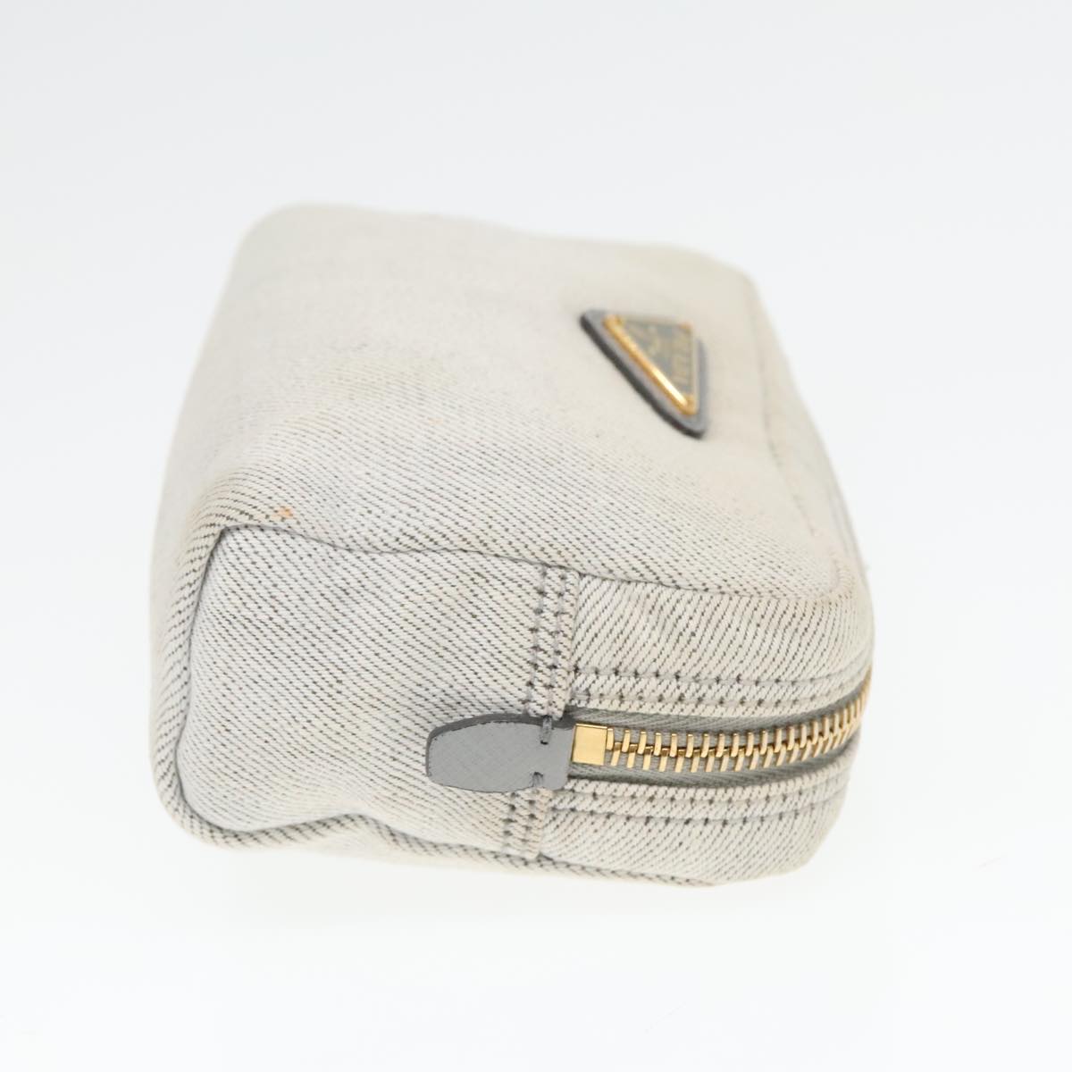 Luxury Prada Pouch Canvas Gray Gold  bs18846
