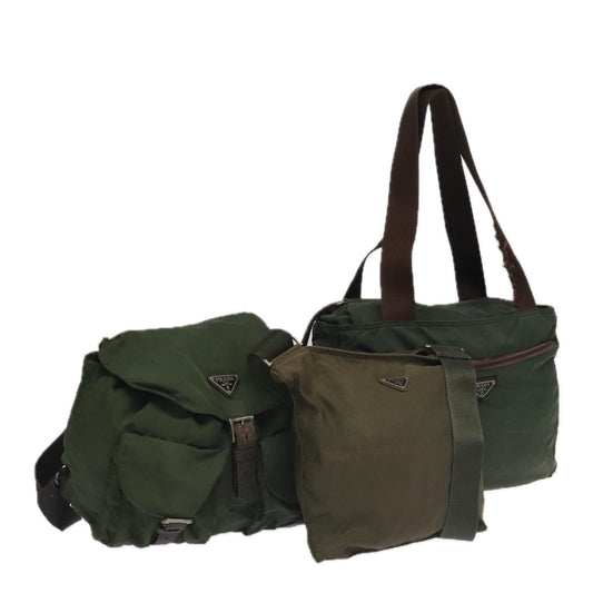 Luxury Prada Shoulder Bag Nylon 3Set Khaki  bs18934