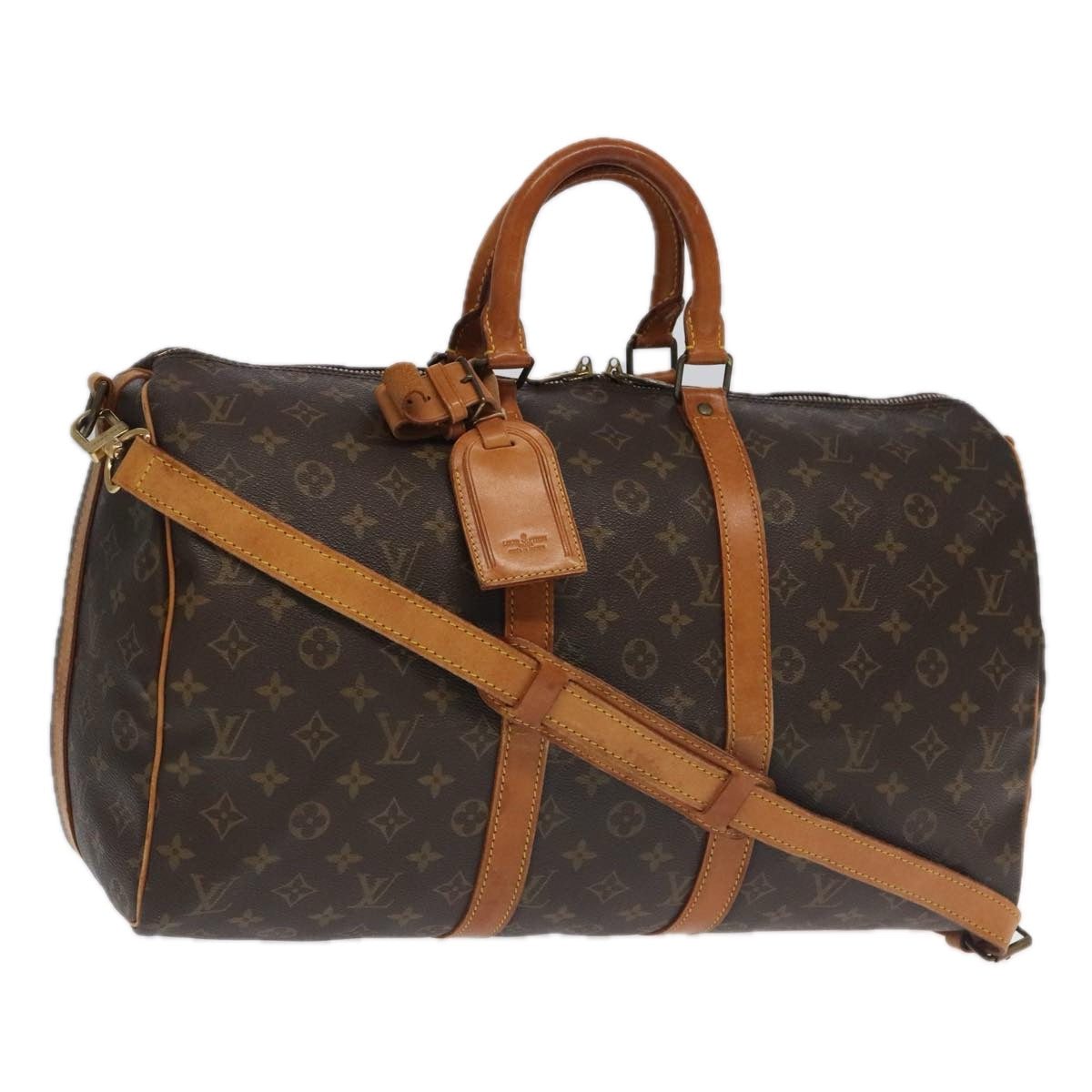 LOUIS VUITTON Monogram Keepall Bandouliere 45 Boston Bag M41418 LV bs19384