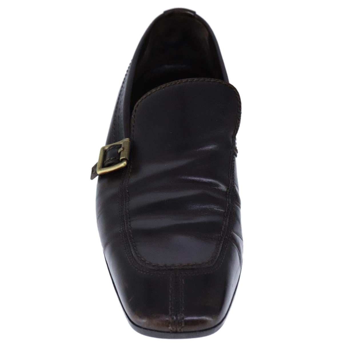 LOUIS VUITTON Driving Shoes Leather 6 1/2 Dark Brown LV bs21343