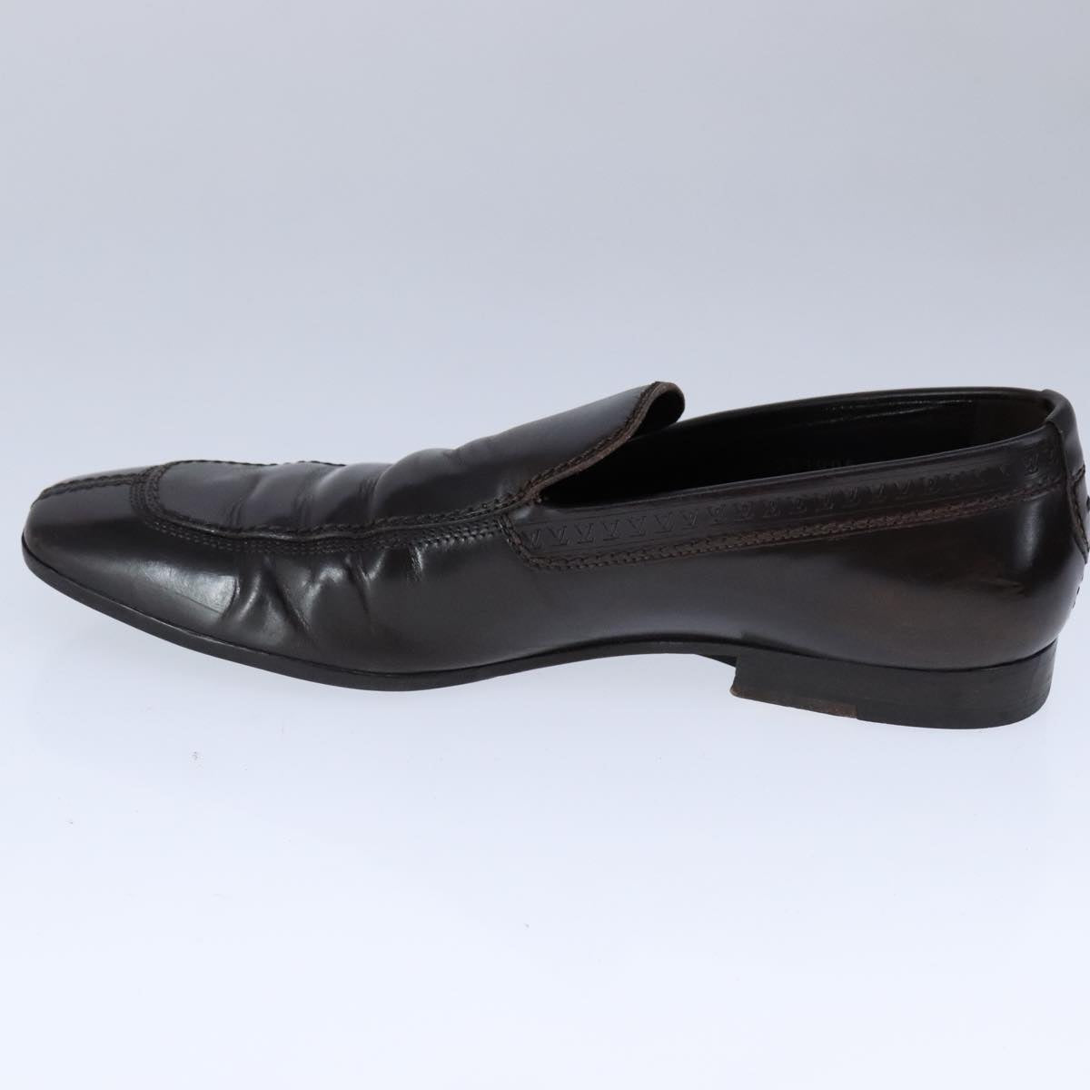 LOUIS VUITTON Driving Shoes Leather 6 1/2 Dark Brown LV bs21343