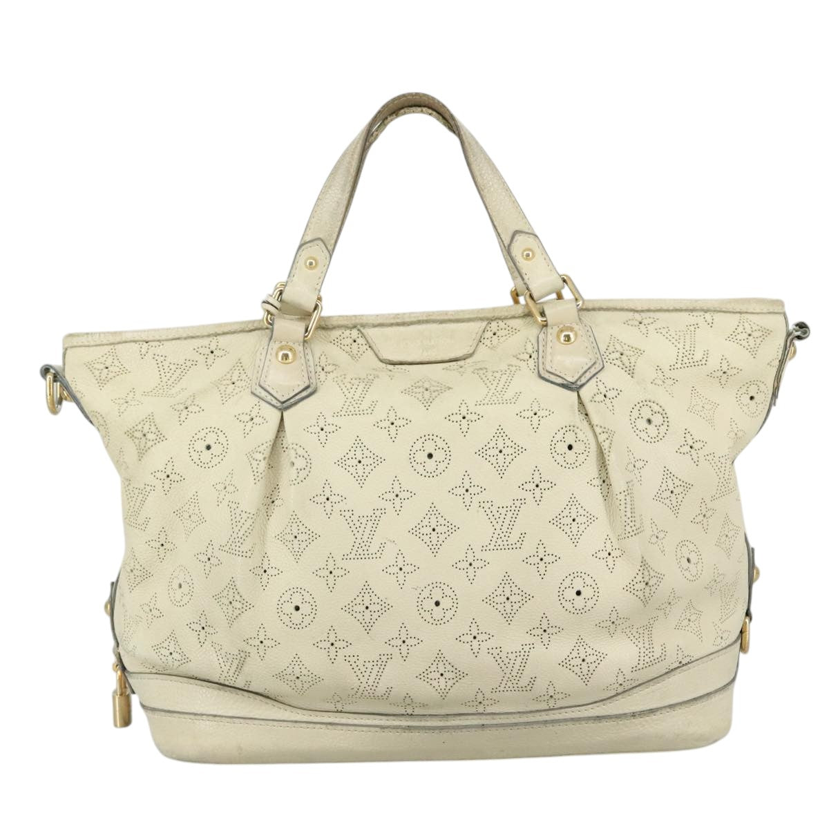 LOUIS VUITTON Monogram Mahina Stella PM Shoulder Bag Beige M93982 bs21519