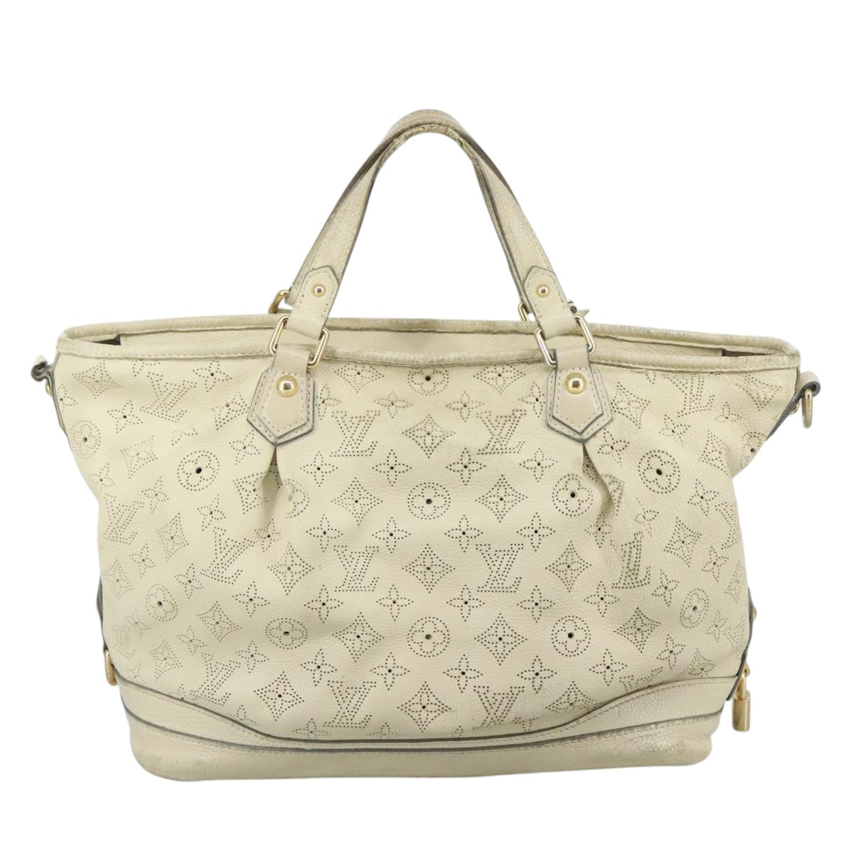 LOUIS VUITTON Monogram Mahina Stella PM Shoulder Bag Beige M93982 bs21519
