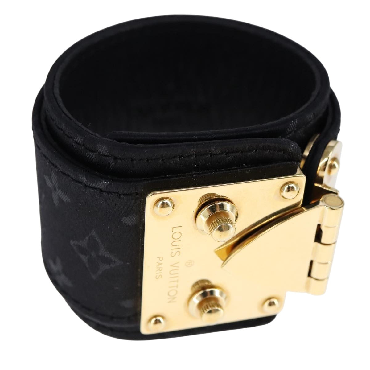 LOUIS VUITTON Monogram Satin Cerule Bracelet Black M92118 LV bs21692
