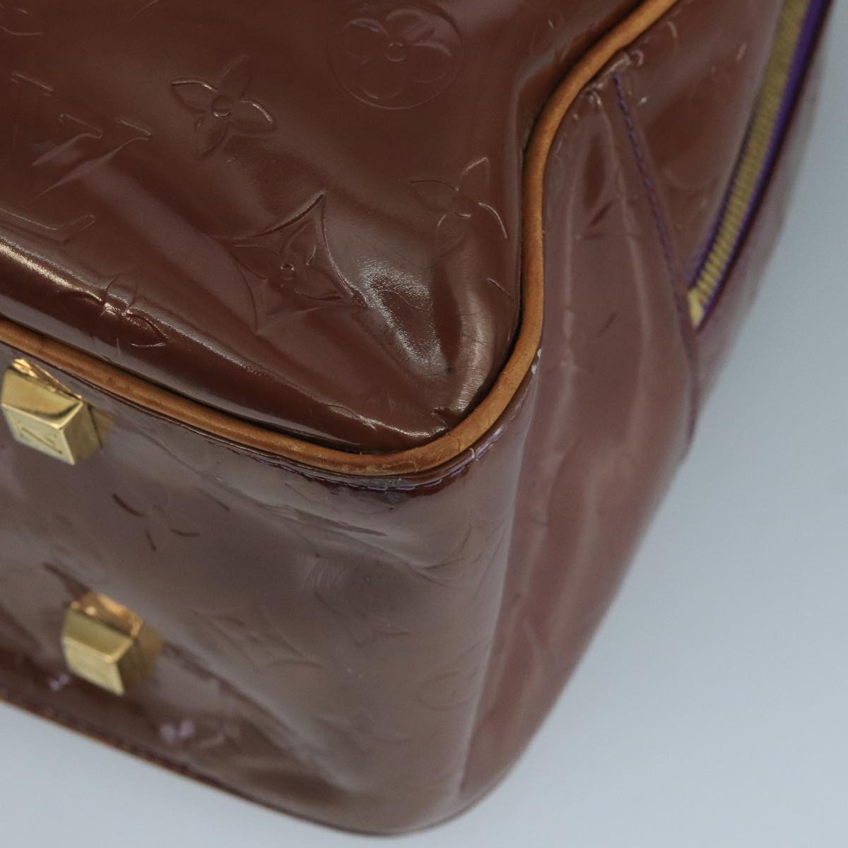 LOUIS VUITTON Monogram Vernis Sutton Hand Bag Purple Viole M91081 bs21699