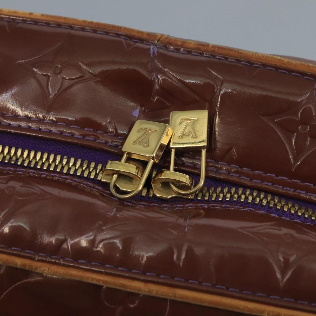 LOUIS VUITTON Monogram Vernis Sutton Hand Bag Purple Viole M91081 bs21699