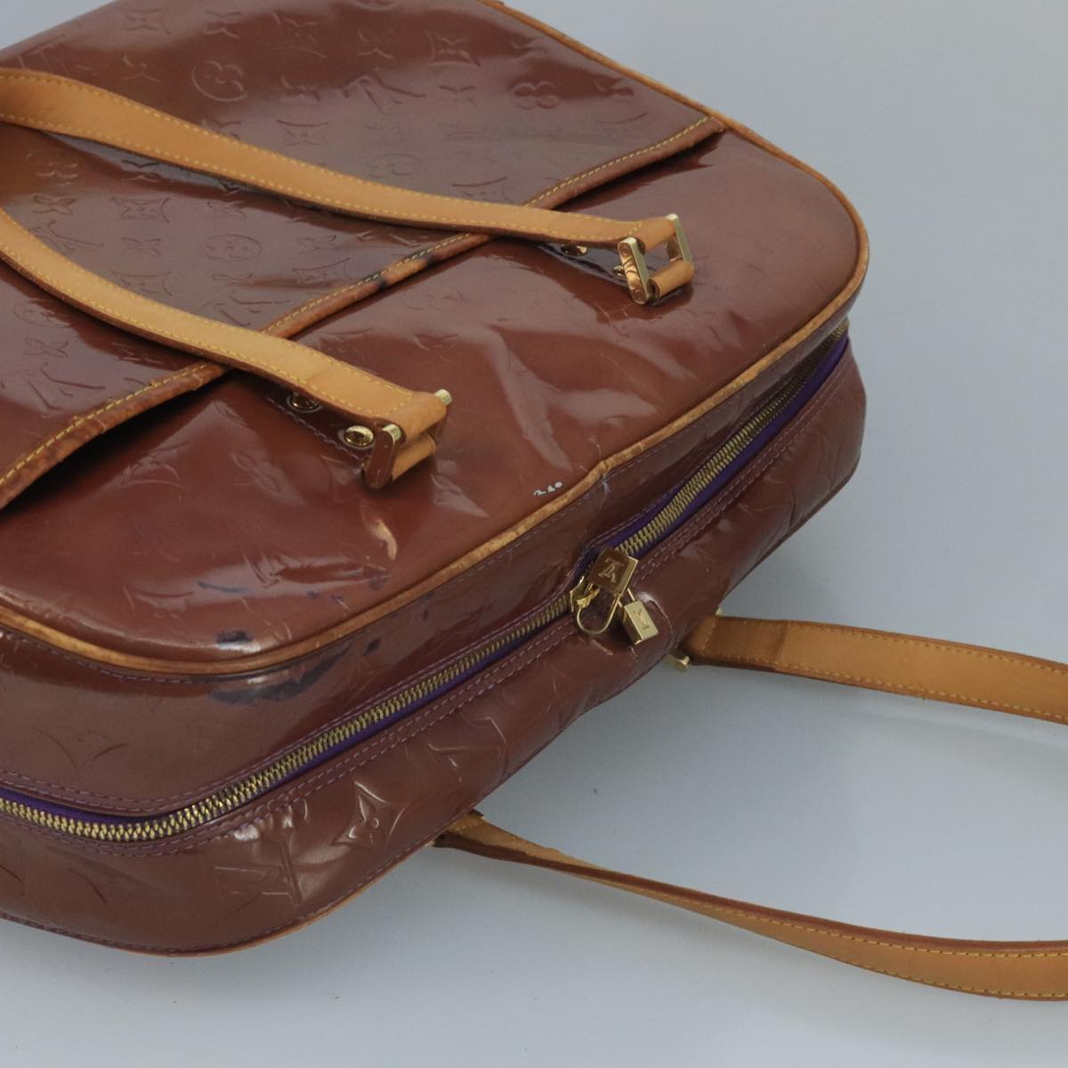 LOUIS VUITTON Monogram Vernis Sutton Hand Bag Purple Viole M91081 bs21699