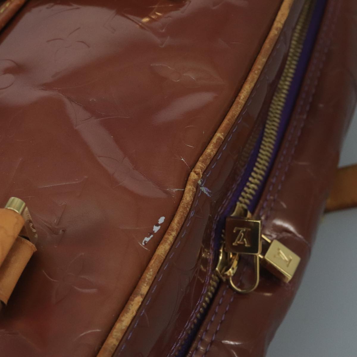 LOUIS VUITTON Monogram Vernis Sutton Hand Bag Purple Viole M91081 bs21699
