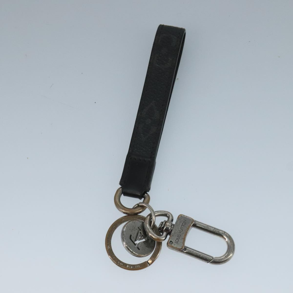 LOUIS VUITTON Key Holder Metal Leather 2Set Silver Black LV bs21753