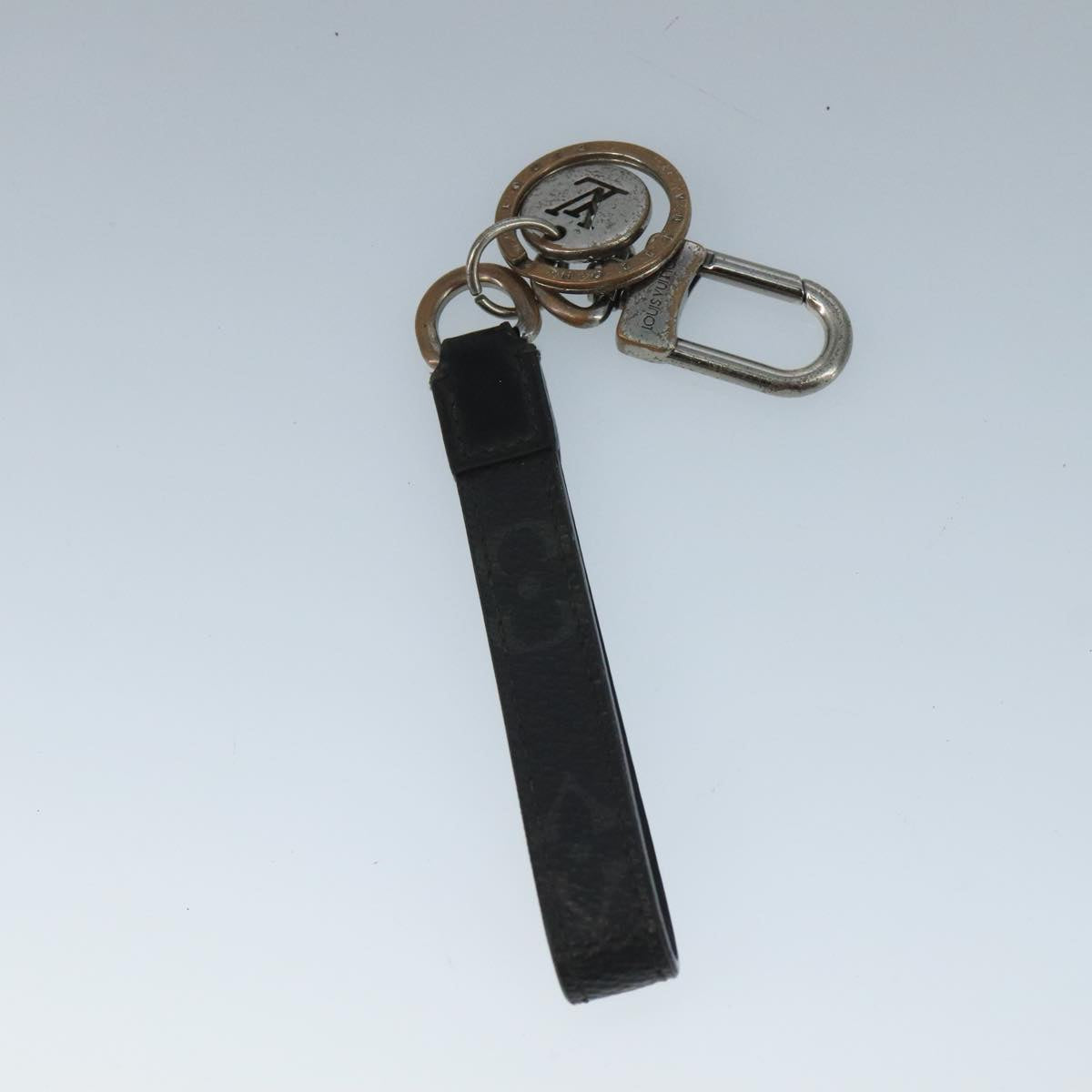LOUIS VUITTON Key Holder Metal Leather 2Set Silver Black LV bs21753